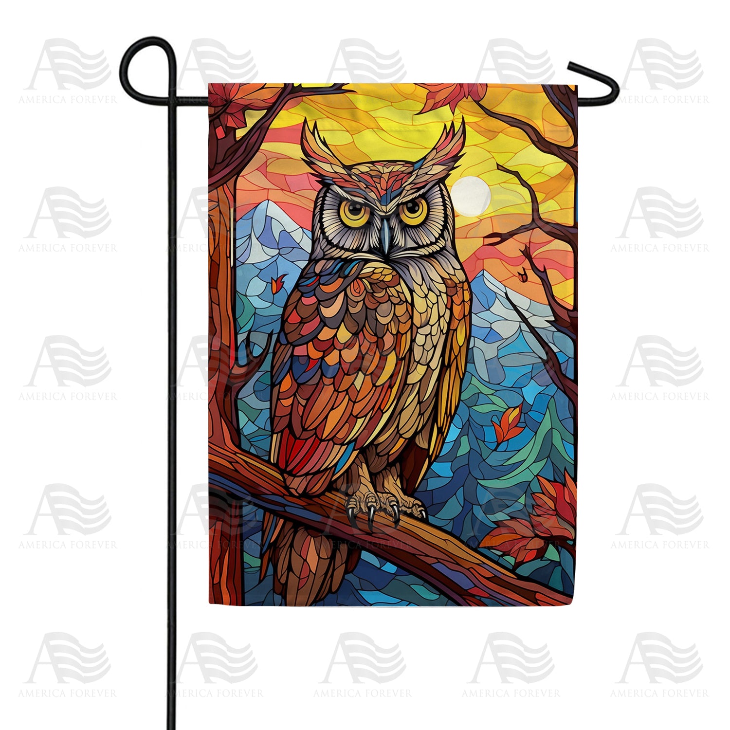 America Forever Luminous Owl Garden Flag