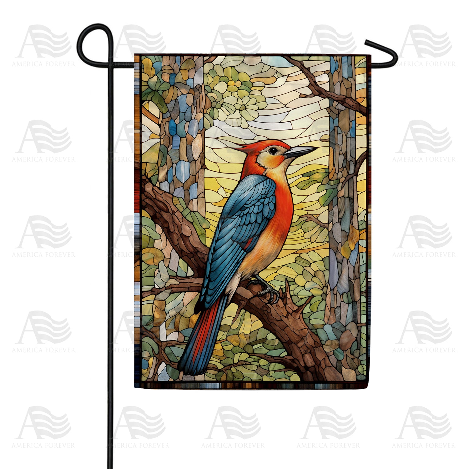 America Forever Brightly Colored Woodpecker Garden Flag