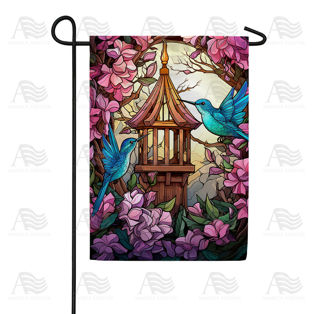 America Forever Blue Hummingbirds Garden Flag