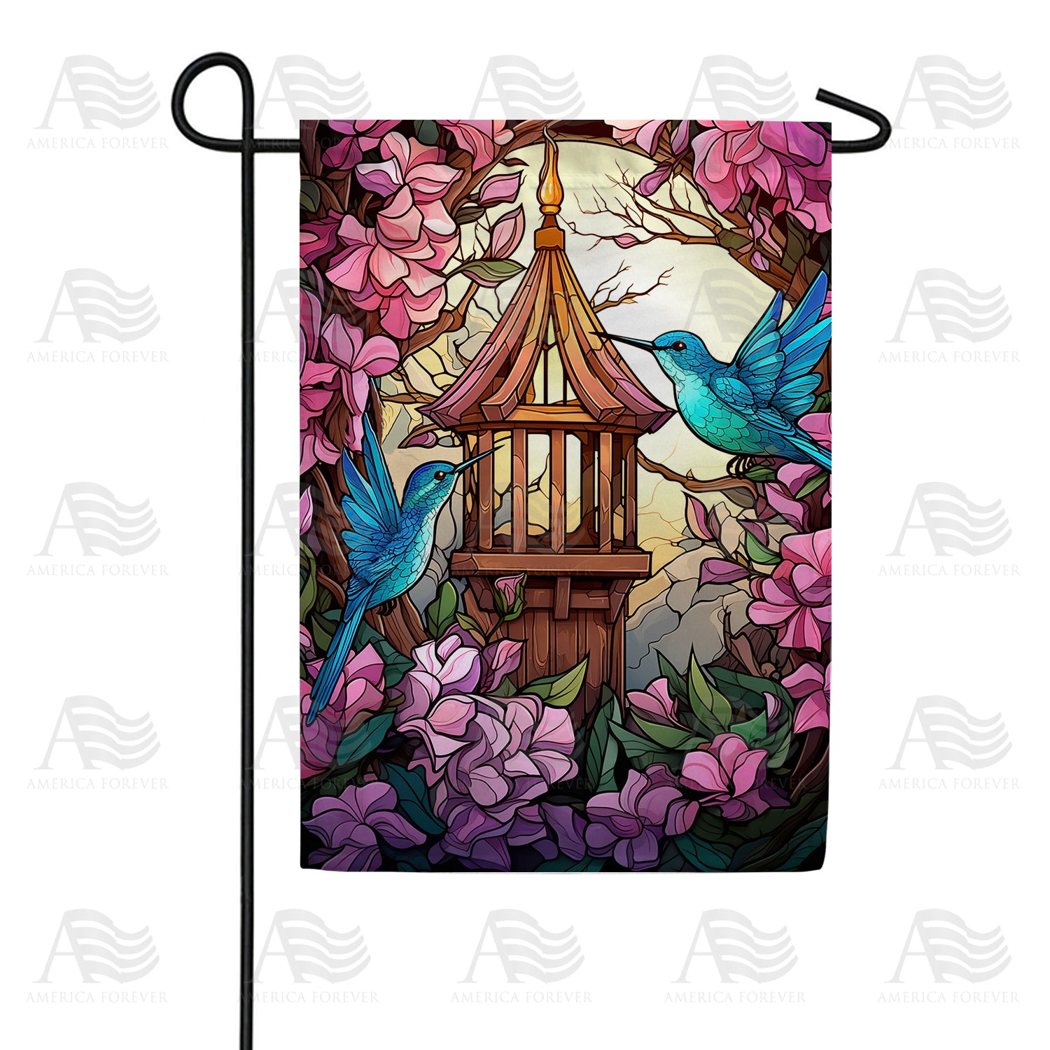 America Forever Blue Hummingbirds Garden Flag