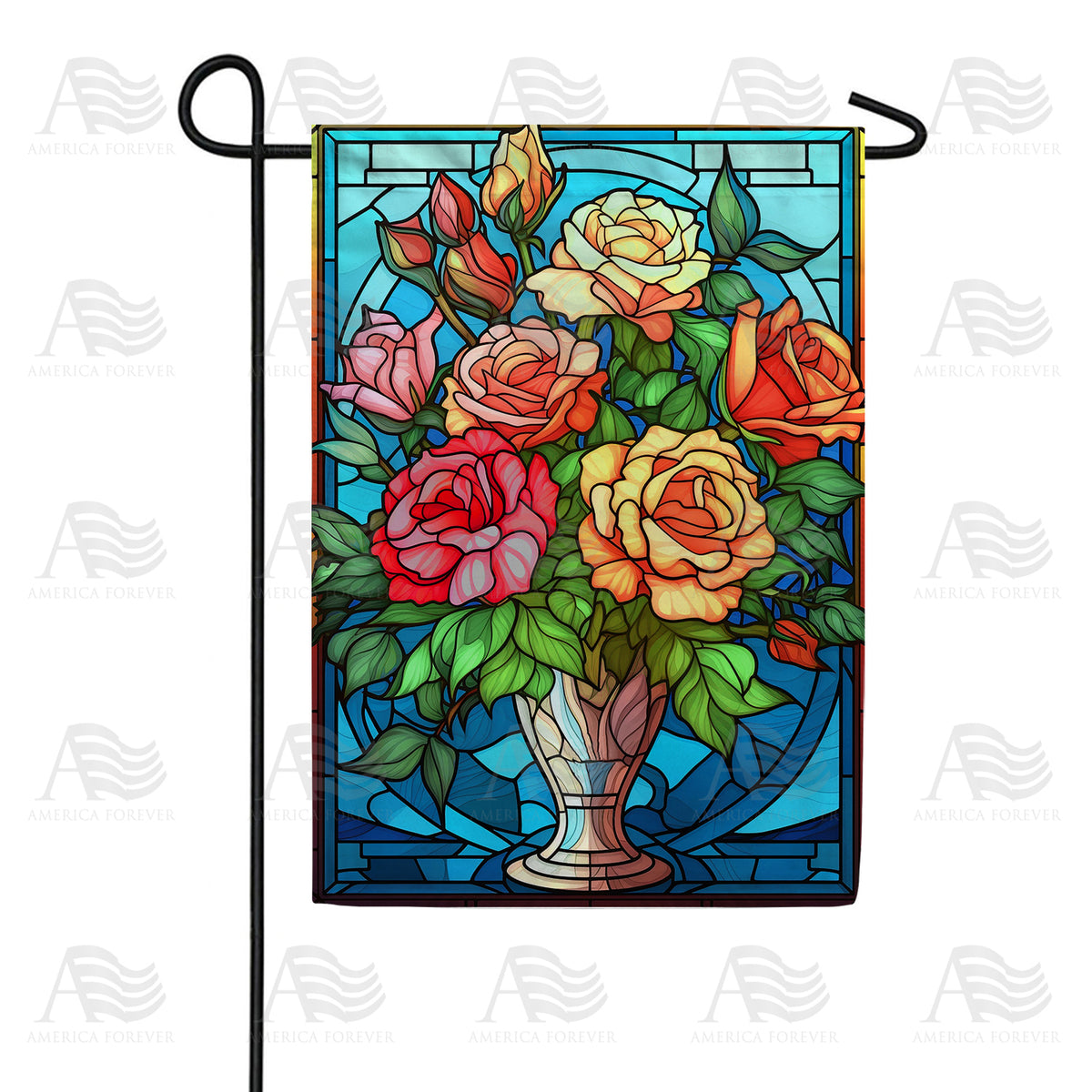 America Forever Vibrant Flower Vase Garden Flag