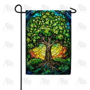 America Forever Tree Of Life Stained Glass Garden Flag