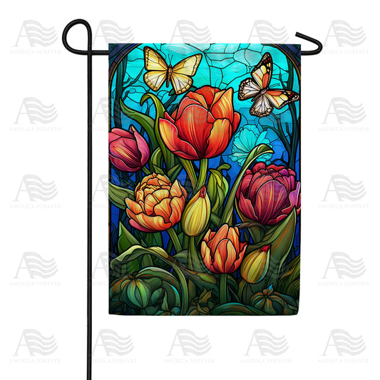 America Forever Iridescent Tulips Garden Flag