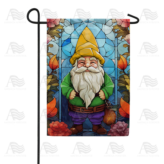 America Forever Gnome Stained Glass Garden Flag