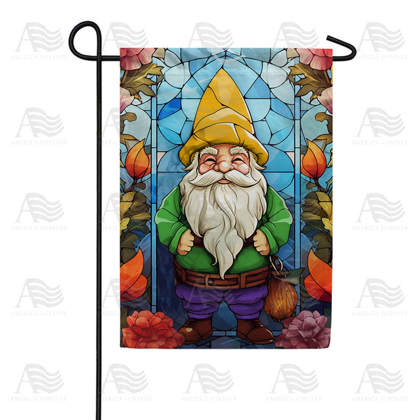 America Forever Gnome Stained Glass Garden Flag
