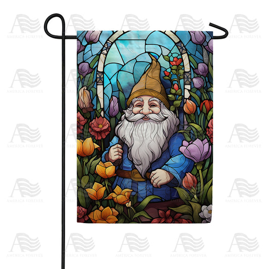 America Forever Gnome Among Flowers Garden Flag