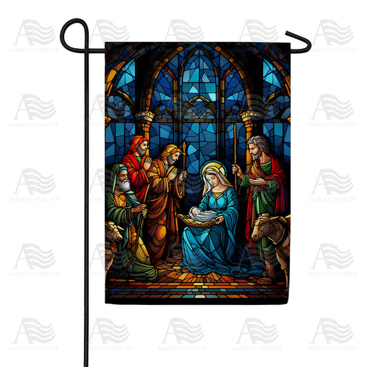 America Forever Holy Birth Stained Glass Garden Flag