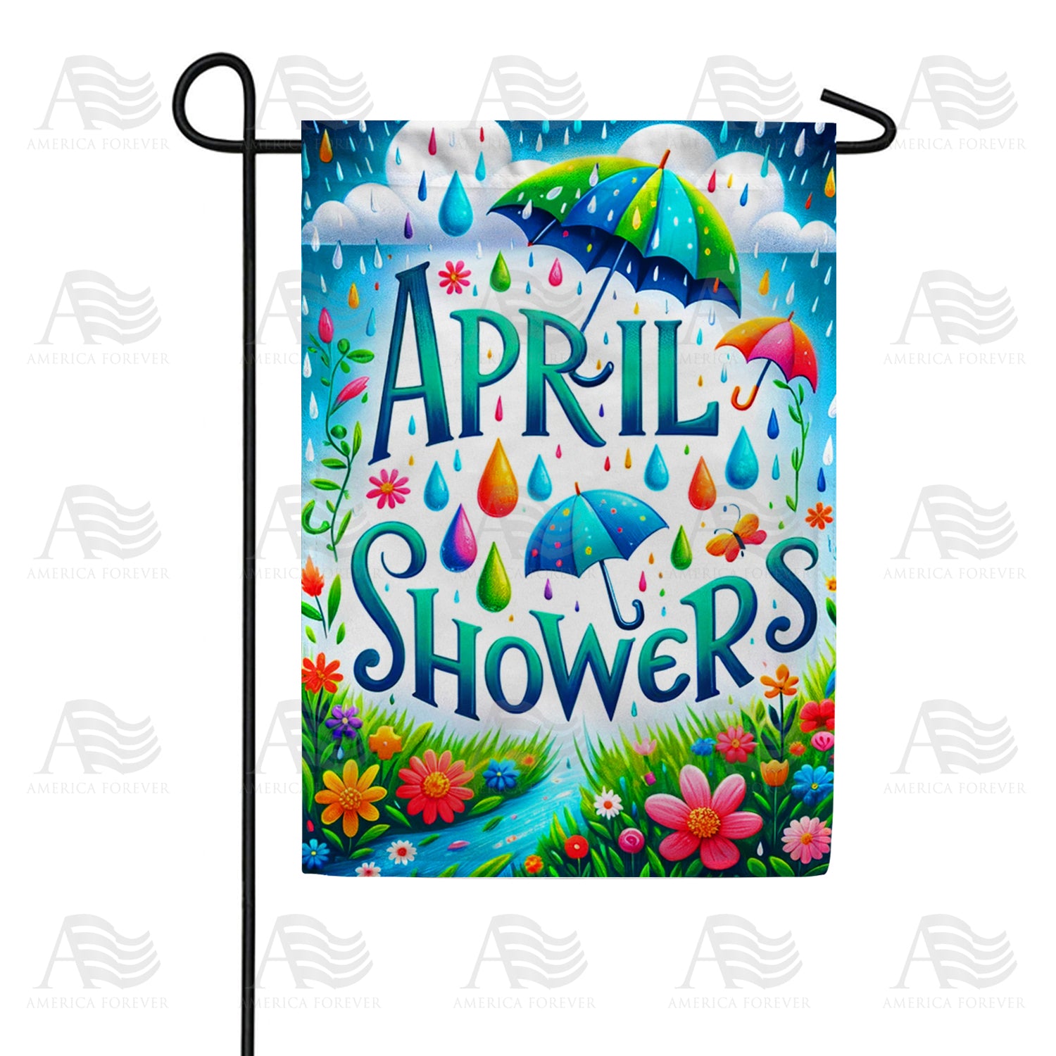 America Forever April Showers Garden Flag