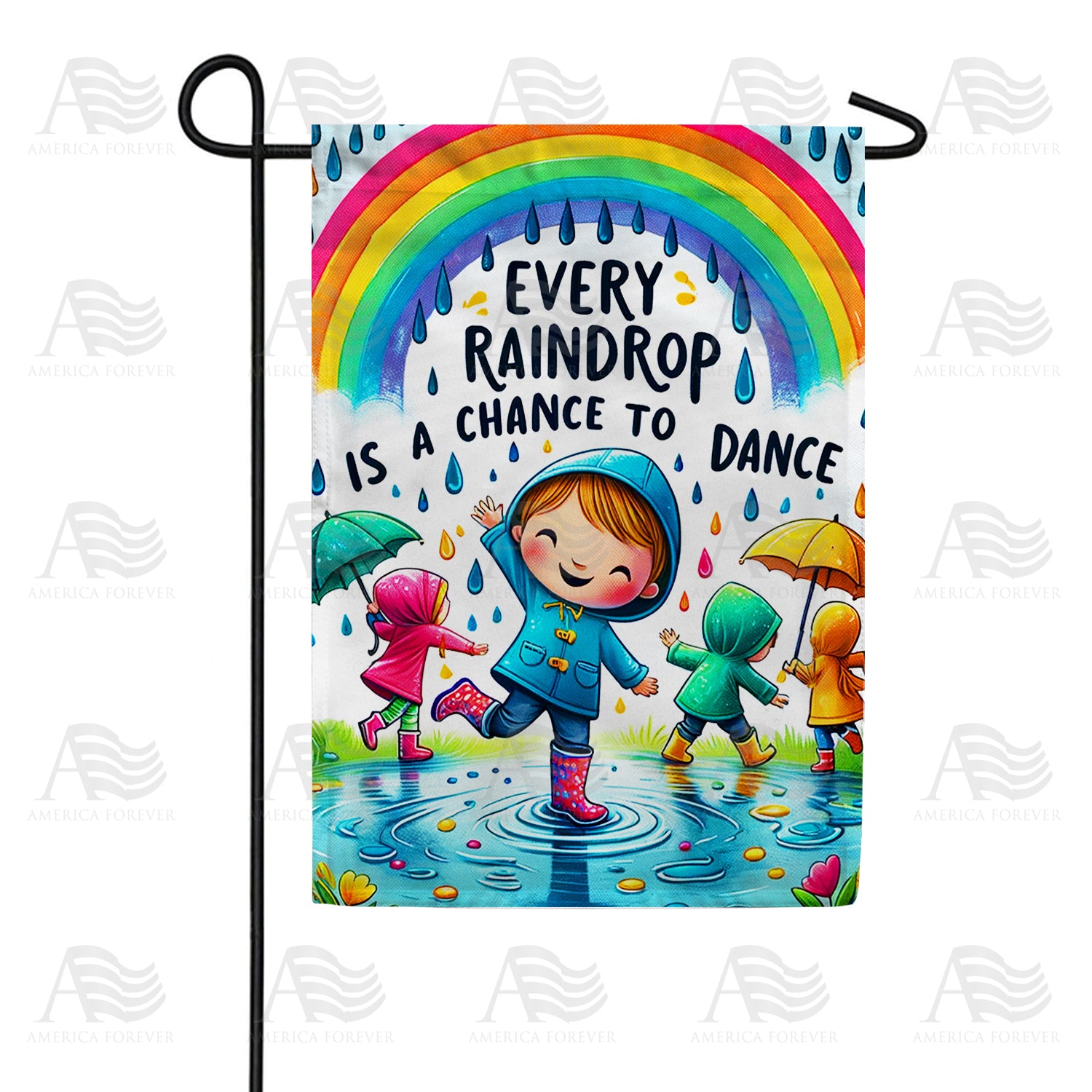 America Forever Joyful Raindrops Garden Flag