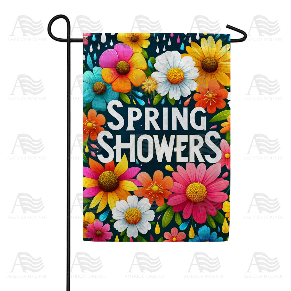 America Forever Vibrant Spring Showers Floral Garden Flag