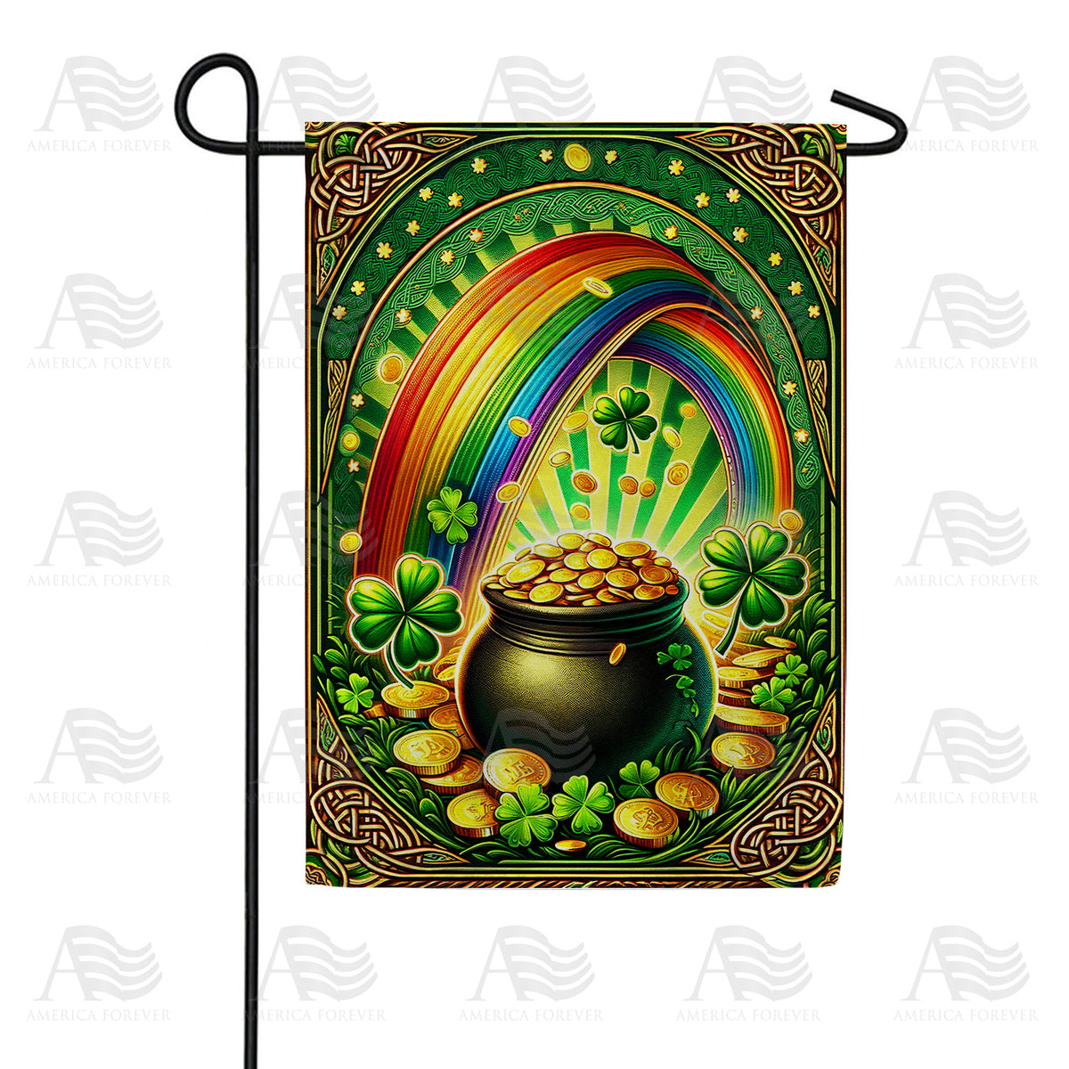America Forever Leprechaun's Treasure Garden Flag