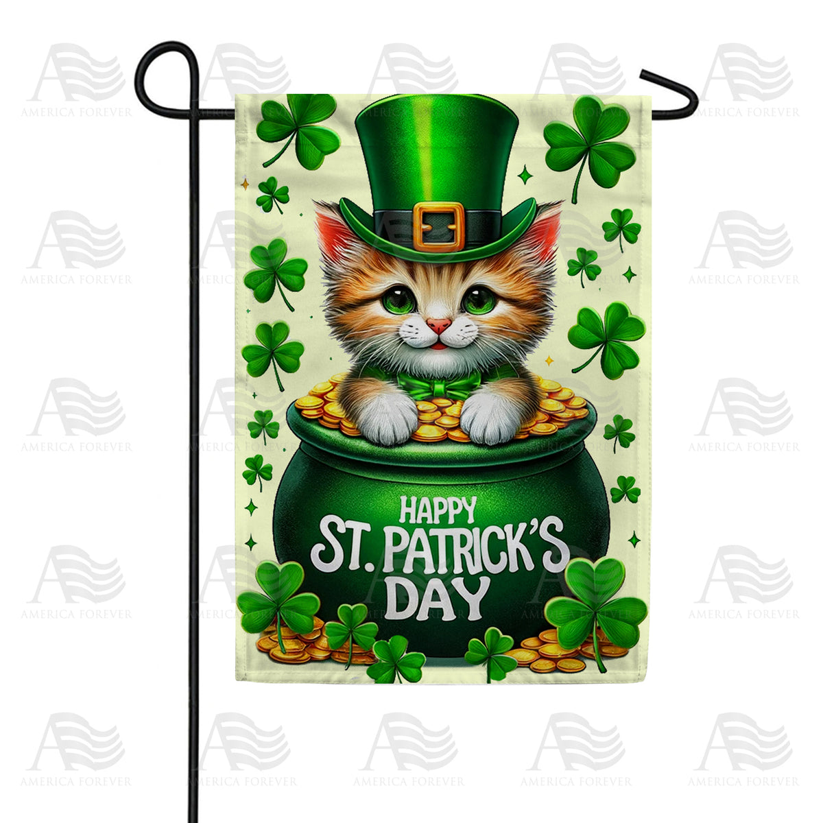 America Forever Emerald Paws Pot O' Gold Garden Flag