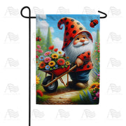 America Forever Garden Gnome with Floral Wheelbarrow Garden Flag