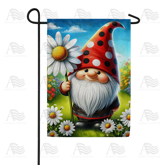 America Forever Gnome with Giant Daisy Delight Garden Flag