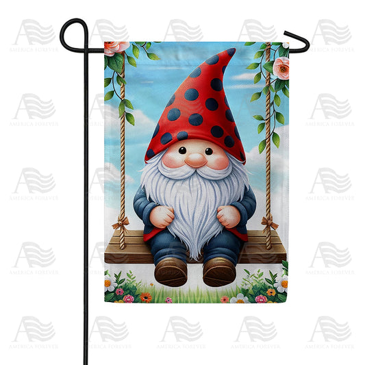 America Forever Gnome's Spring Swing Garden Flag