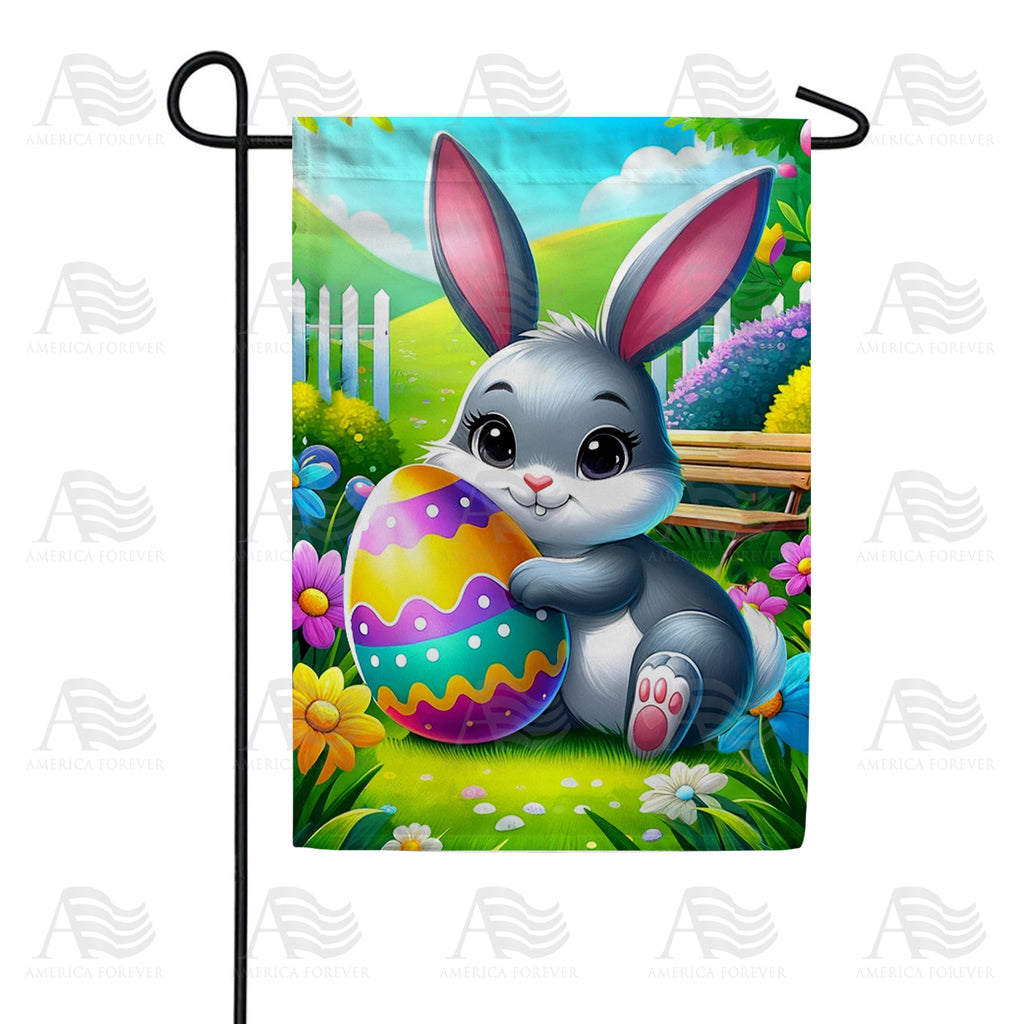 America Forever Cheerful Bunny with Easter Egg Garden Flag