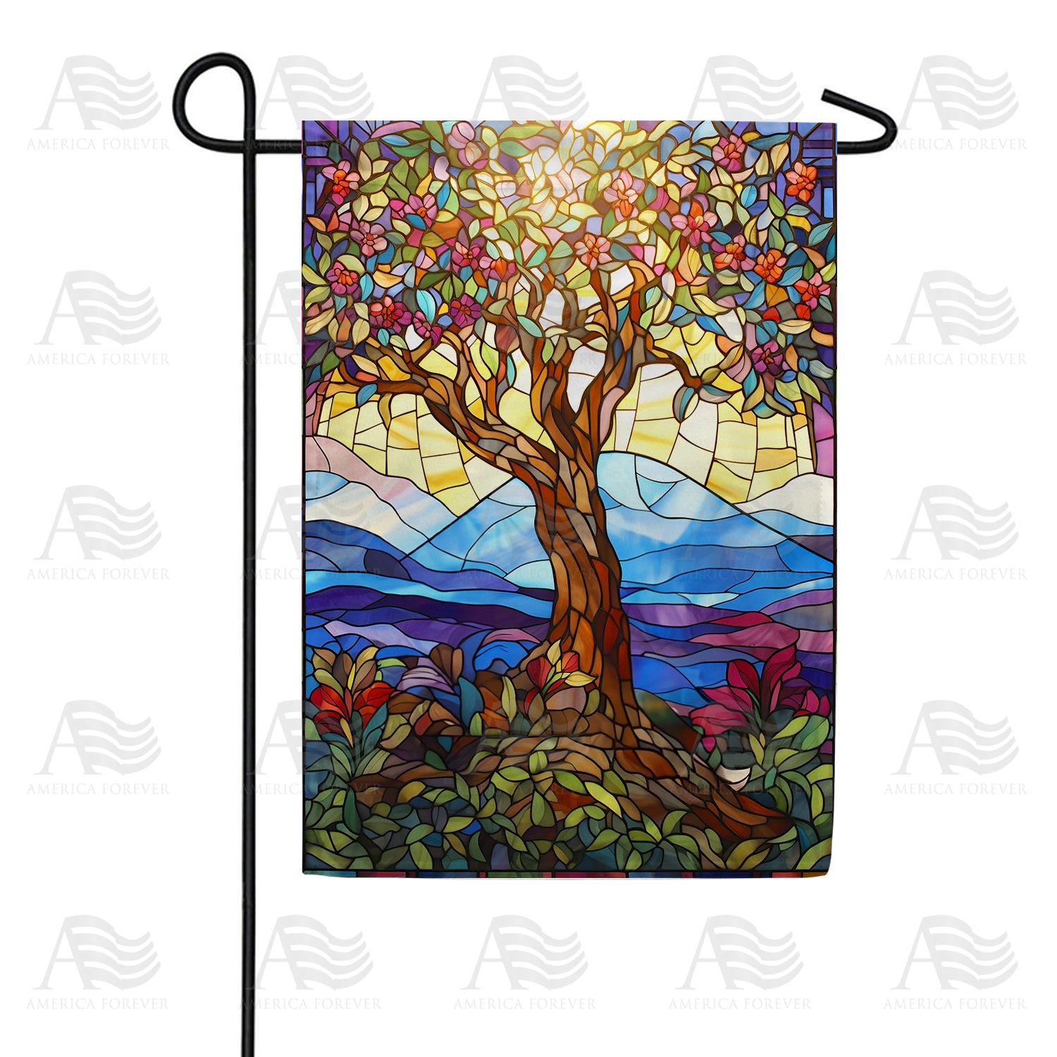America Forever Stained Glass Tree of Life Garden Flag