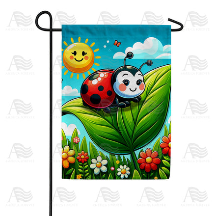 America Forever Cheerful Ladybug and Sunny Sky Garden Flag