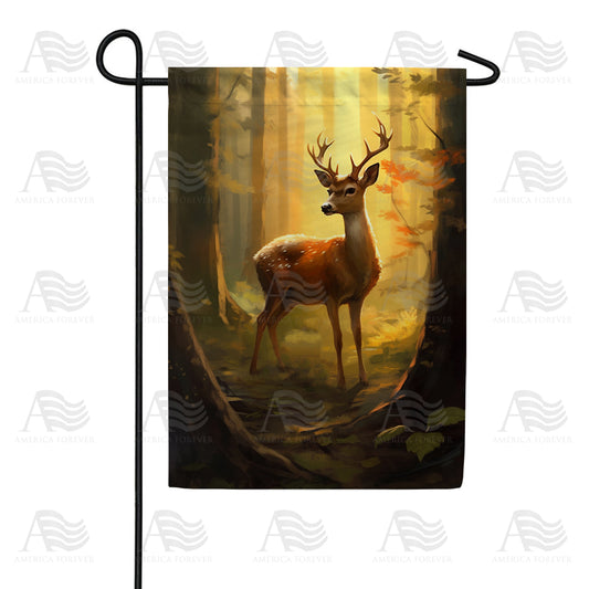 America Forever Stag in Golden Forest Light Garden Flag