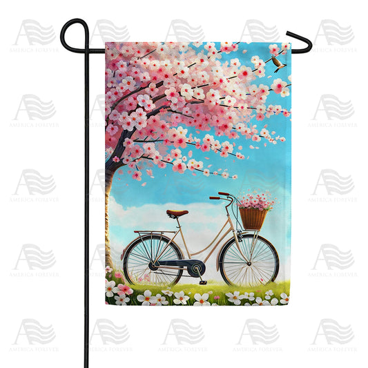 America Forever Cherry Blossom Bicycle Bliss Garden Flag
