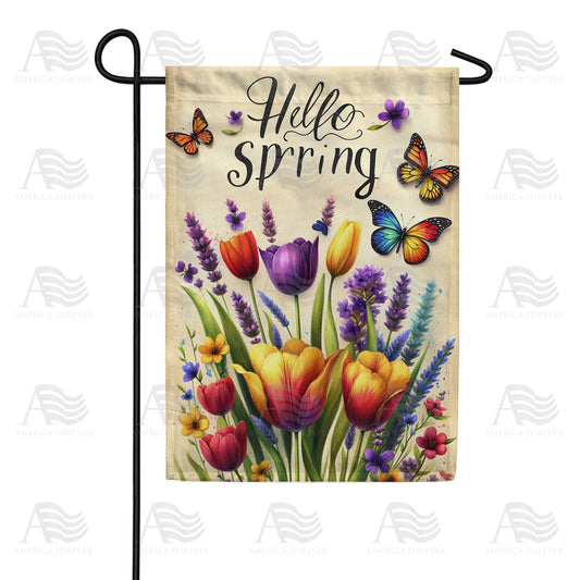 America Forever Hello Spring Floral Delight Garden Flag