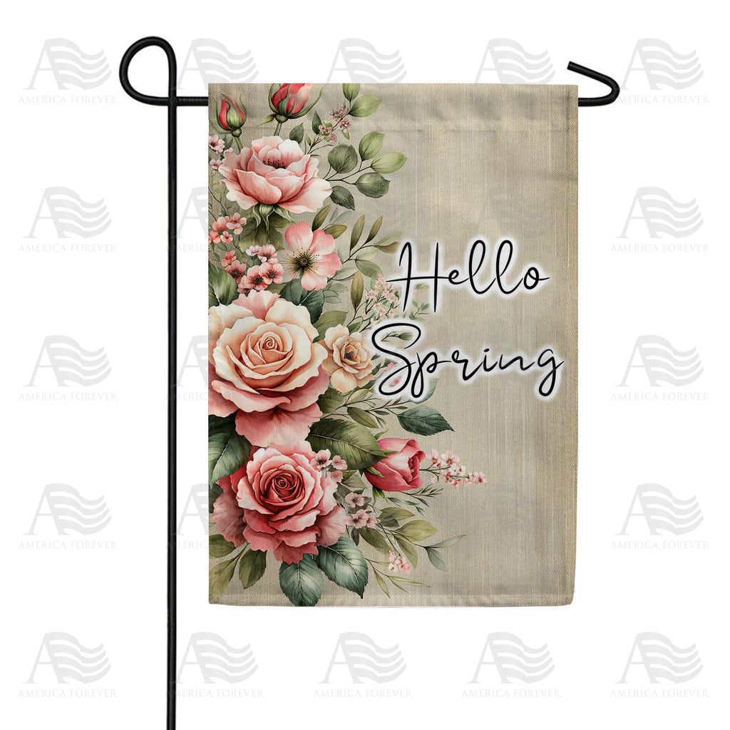 America Forever Vintage Roses Hello Spring Garden Flag