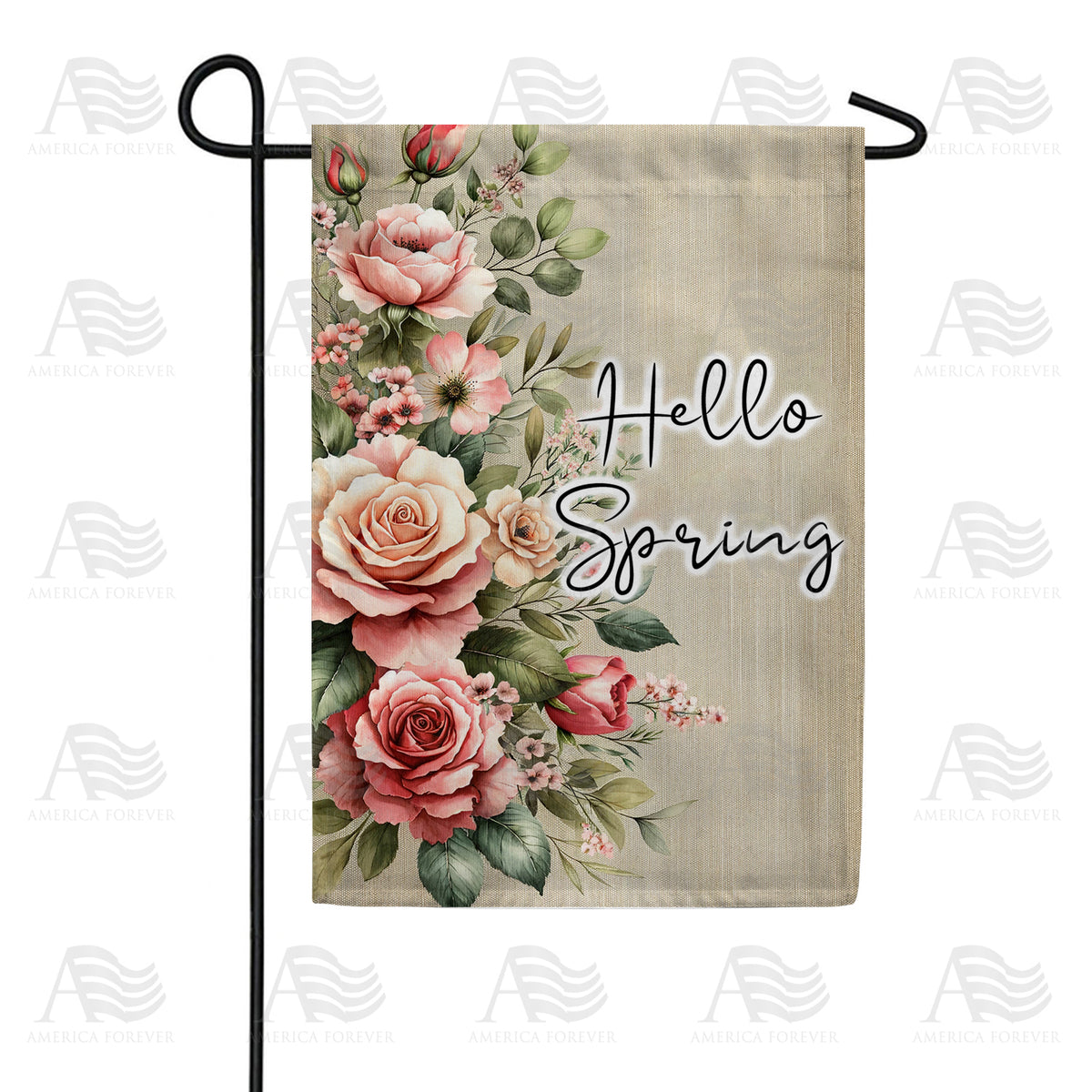 America Forever Vintage Roses Hello Spring Garden Flag