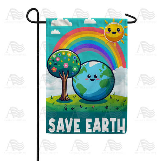 America Forever Playful Earth and Rainbow Joy Garden Flag