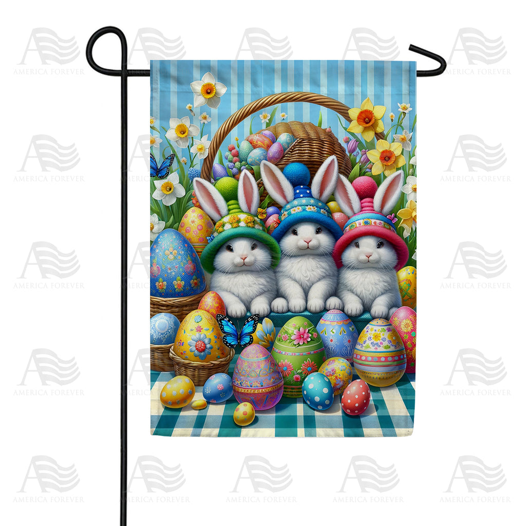 Easter Bunnies Basket Garden Flag