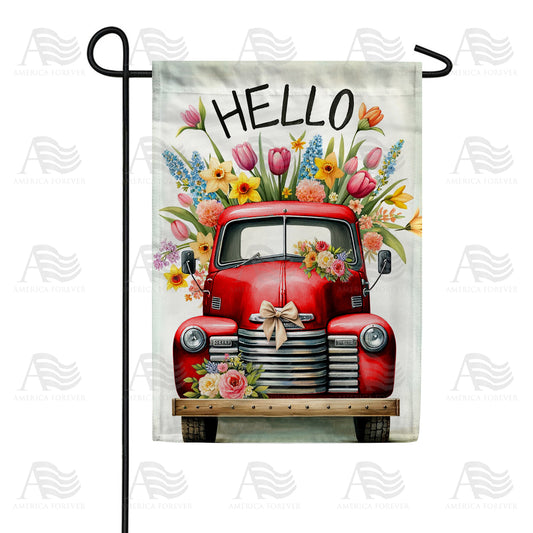 America Forever Springtime Vintage Truck Garden Flag