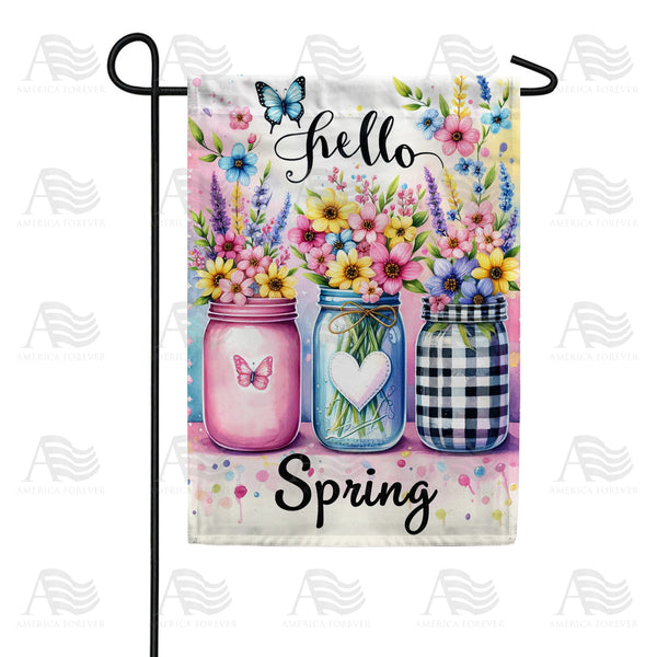 America Forever Mason Jar Floral Greeting Garden Flag