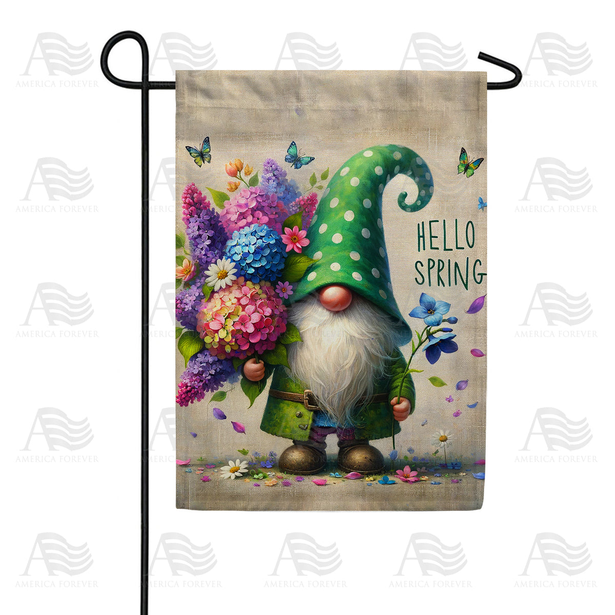 America Forever Spring Gnome's Bouquet Garden Flag
