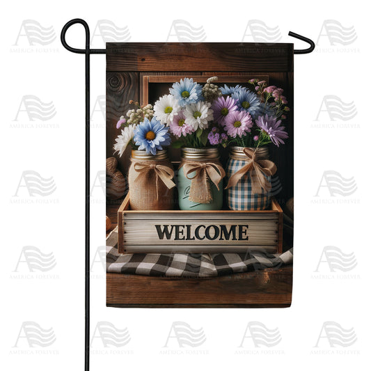 America Forever Rustic Welcome Blooms Garden Flag