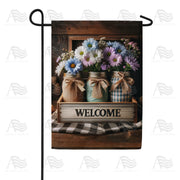 Rustic Welcome Blooms Garden Flag