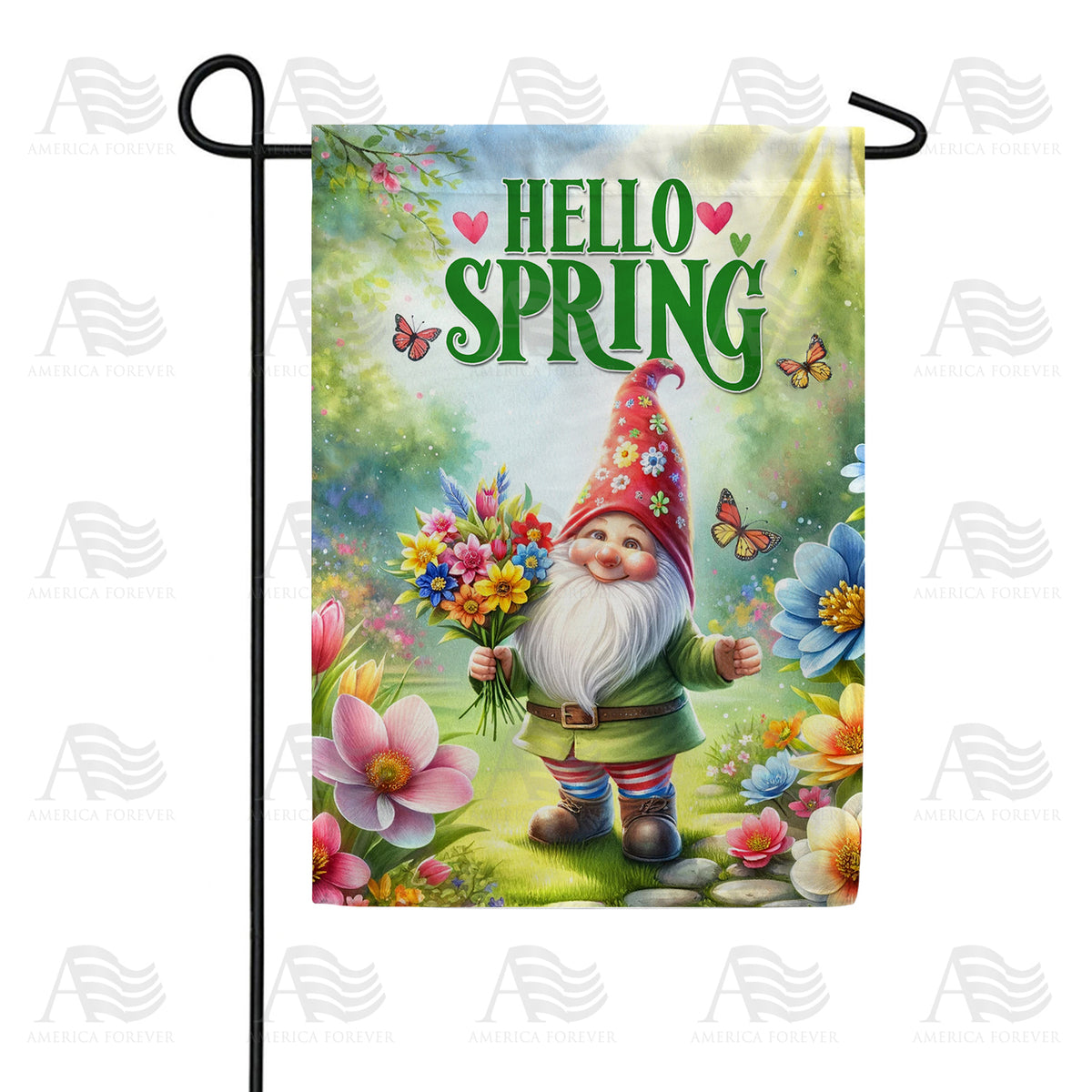 America Forever Spring Gnome Garden Flag