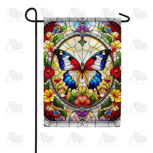 America Forever Butterfly Stained Glass Garden Flag
