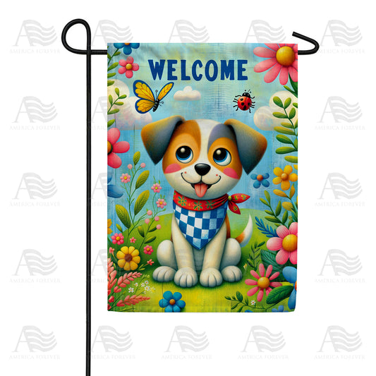 America Forever Welcome Puppy Garden Flag