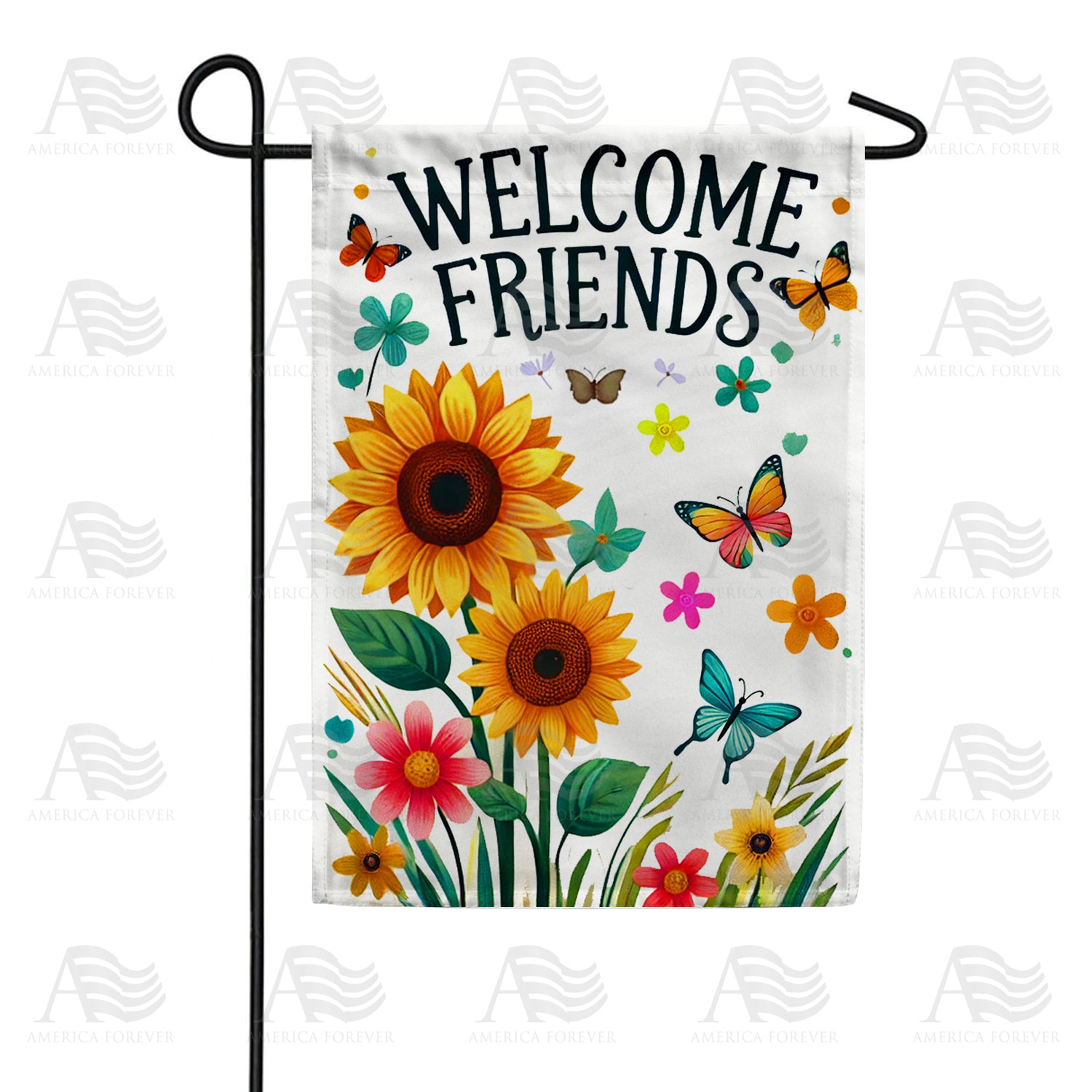 America Forever Welcome Friends Garden Flag