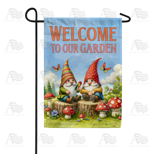 America Forever Welcome to Our Garden Gnome Garden Flag