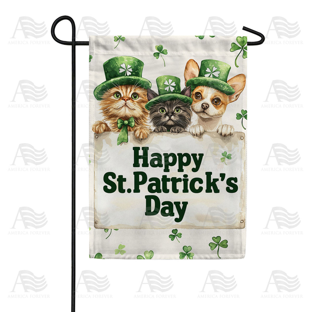America Forever Happy St. Patrick's Day Pets Garden Flag