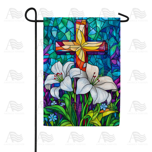 America Forever Easter Cross Lilies Garden Flag