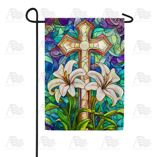 America Forever Easter Lily Cross Garden Flag