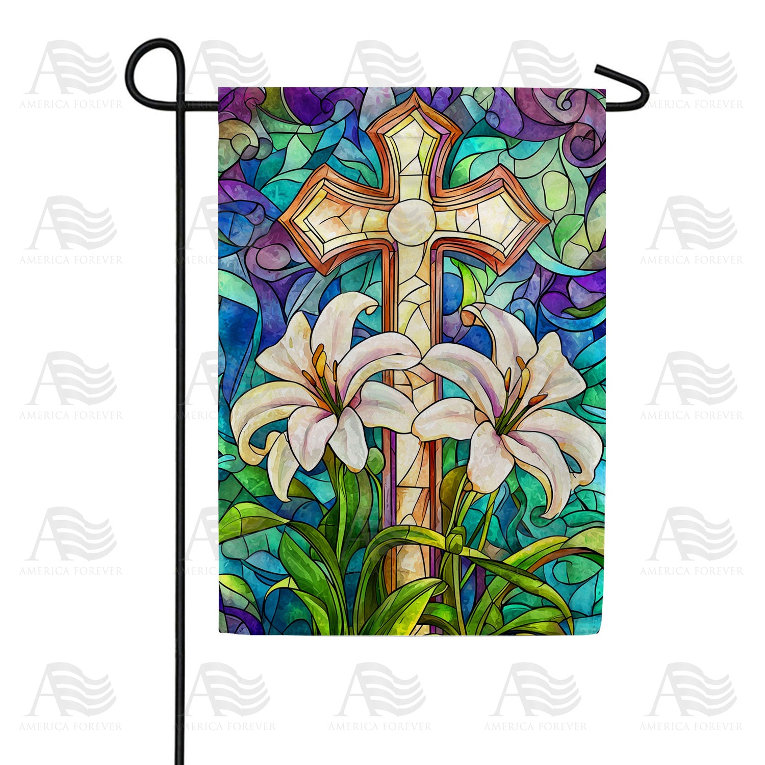 Easter Lily Cross Double Sided Garden Flag 12.5 x 18 in
