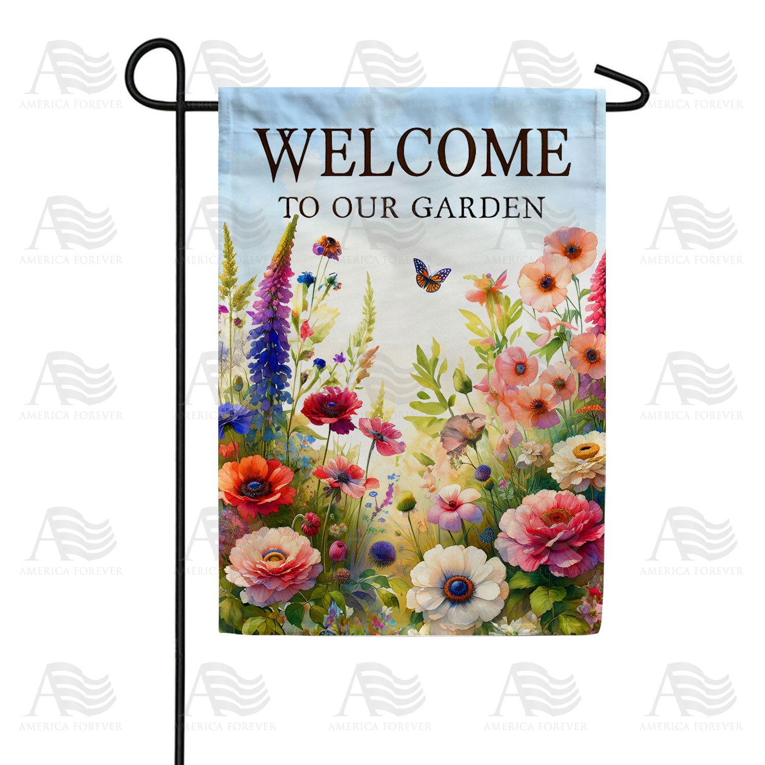 America Forever Welcome to Our Garden Wildflowers Garden Flag