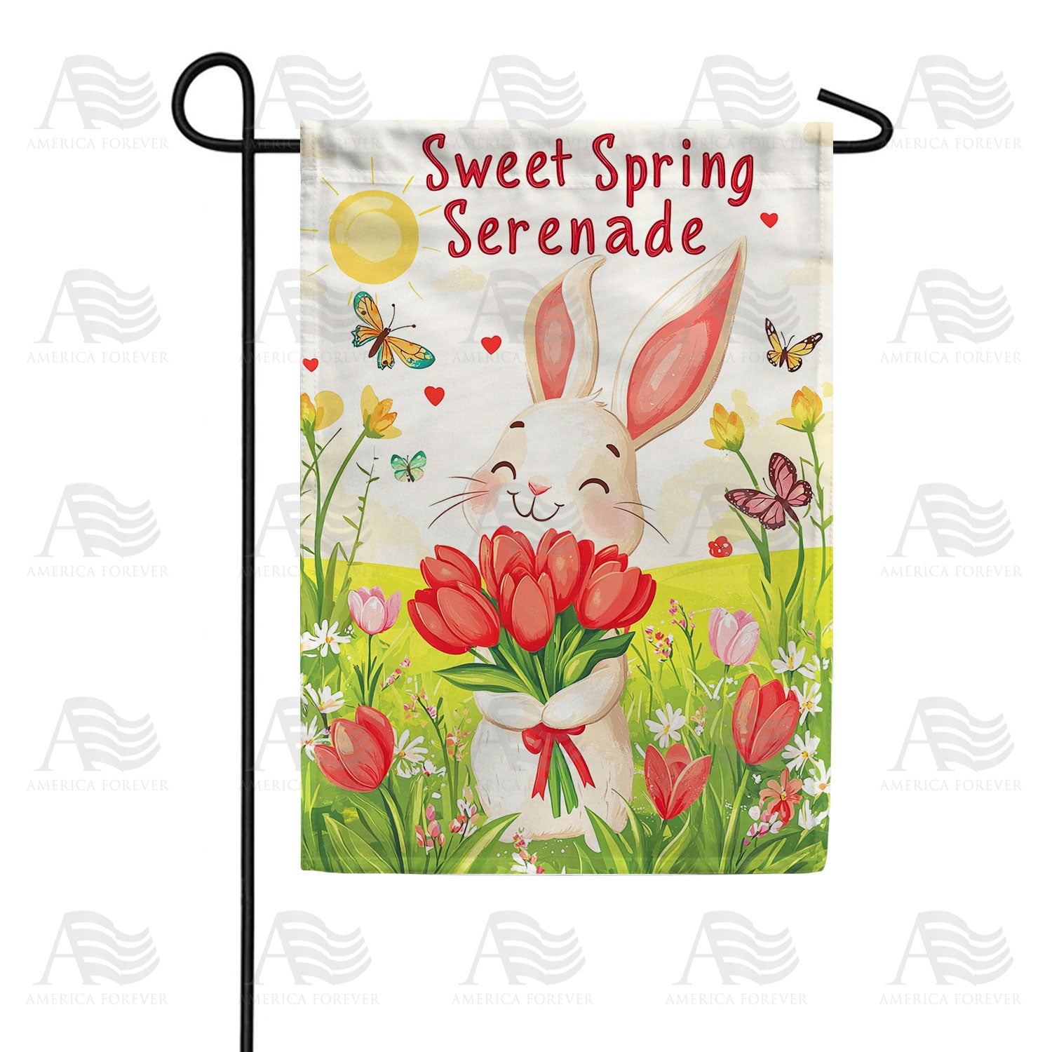 America Forever Sweet Spring Serenade Bunny Garden Flag