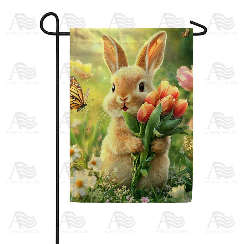 America Forever Spring Bunny Tulip Bouquet Garden Flag