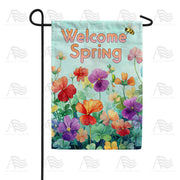 America Forever Welcome Spring Pansy Garden Garden Flag