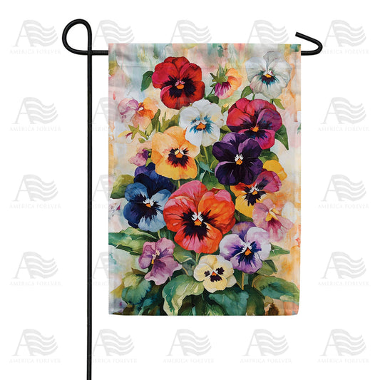 America Forever Watercolor Pansy Garden Garden Flag
