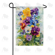 America Forever Watercolor Pansy Bouquet Garden Flag
