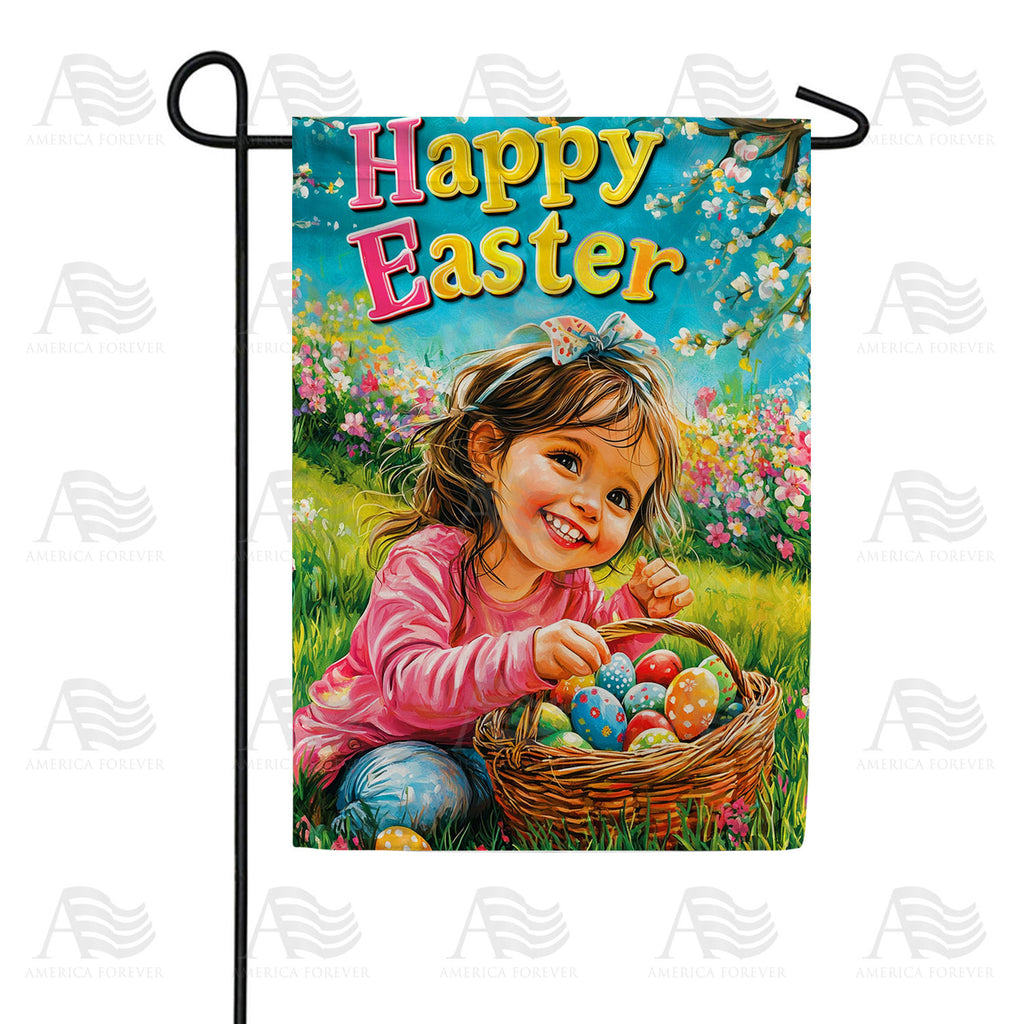 America Forever Happy Easter Girl Egg Hunt Garden Flag